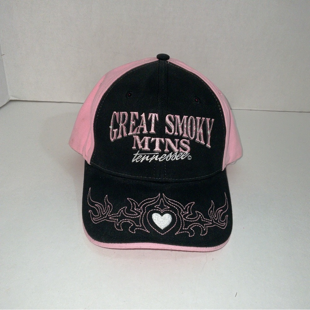 Pink Smokey Mountains Hat Embroidered Baseball Cap Gatlinburg Tennessee Heart !!
